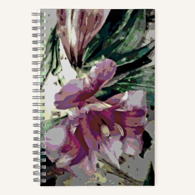 Cuaderno Bloc de notas en espiral de arte floral (Anverso)