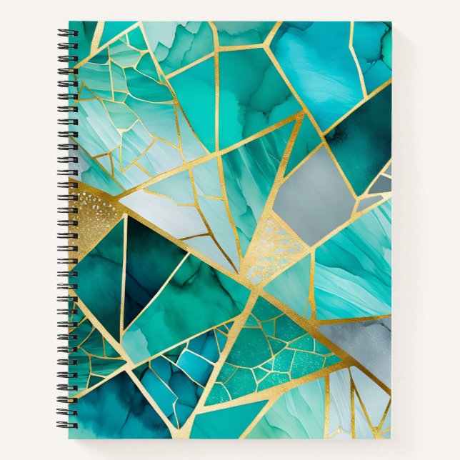 Cuaderno Bloc de notas en espiral de arte mosaico de crista (Anverso)