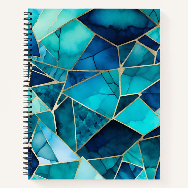 Cuaderno Bloc de notas en espiral de arte mosaico de crista (Anverso)
