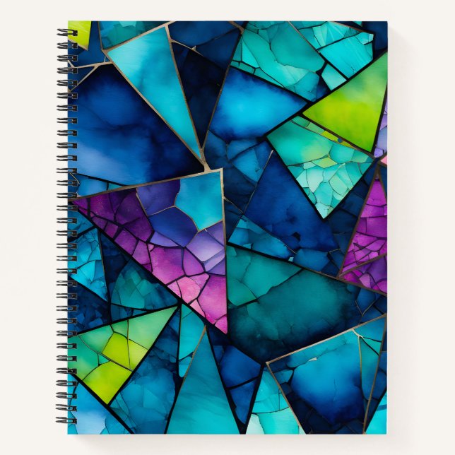 Cuaderno Bloc de notas en espiral de arte mosaico de crista (Anverso)