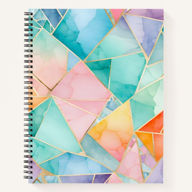 Cuaderno Bloc de notas en espiral de arte mosaico de crista (Anverso)