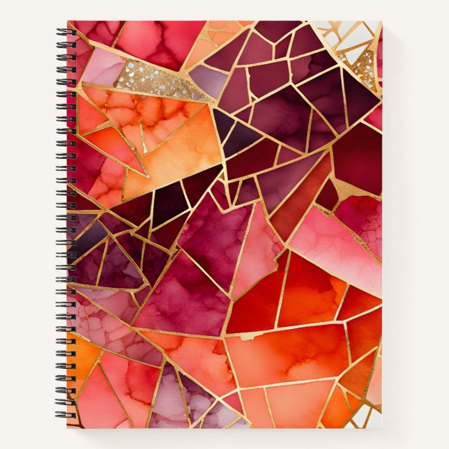 Cuaderno Bloc de notas en espiral de arte mosaico de crista (Anverso)
