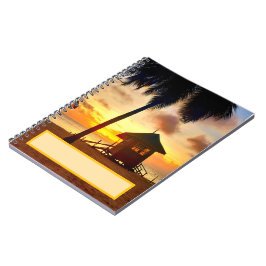 Cuaderno Bloc de notas en espiral de atardecer caribeño