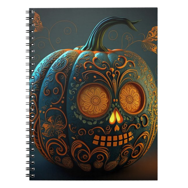 Cuaderno Bloc de notas en espiral de calabaza (Frente)