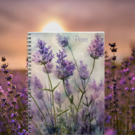 Cuaderno Bloc de notas en espiral de campos de lavanda tran