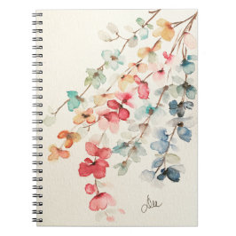 Cuaderno Bloc de notas en espiral de cascada floral