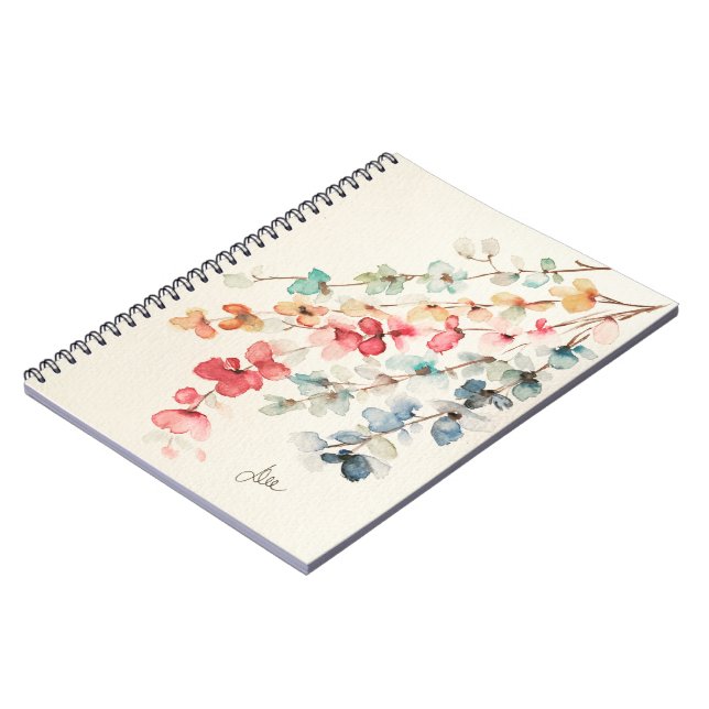 Cuaderno Bloc de notas en espiral de cascada floral (Lado Izquierdo)