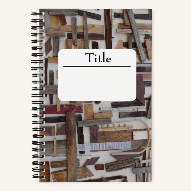 Cuaderno bloc de notas en espiral de chatarra de madera (Anverso)