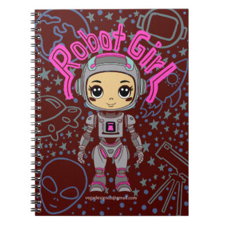 Cuaderno Bloc de notas en espiral de Chica Robot