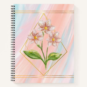 Cuaderno Bloc de notas en espiral de color de agua floral r