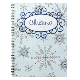 Cuaderno Bloc de notas en espiral de copos de nieve purpuri