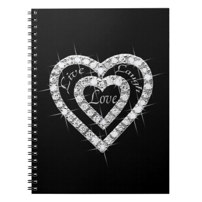 Cuaderno Bloc de notas en espiral de corazón de diamante (Frente)