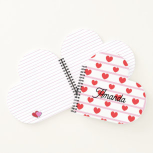 Cuaderno Bloc de notas en espiral de corazón el día de San 