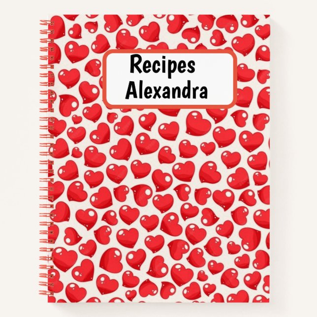 Cuaderno Bloc de notas en espiral de corazón personalizado (Anverso)