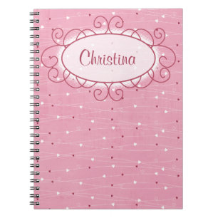 Cuaderno Bloc de notas en espiral de corazón y amor