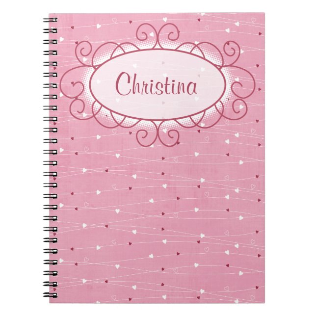 Cuaderno Bloc de notas en espiral de corazón y amor (Frente)