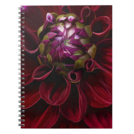 Cuaderno Bloc de notas en espiral de Dahlia roja