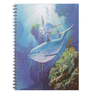 Cuaderno Bloc de notas en espiral de delfines de agua