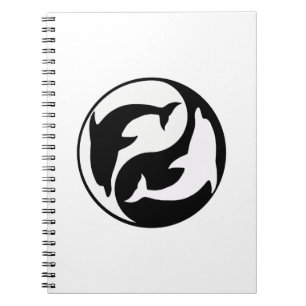 Cuaderno Bloc de notas en espiral de delfines de Yin Yang