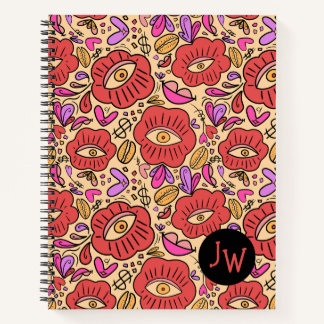 Cuaderno Bloc de notas en espiral de doodle ocular