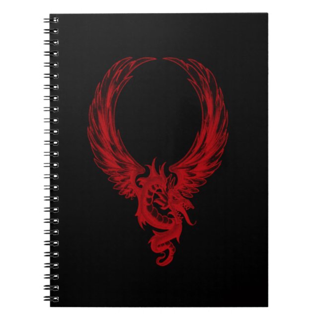 Cuaderno Bloc de notas en espiral de Dragon Rojo (Frente)