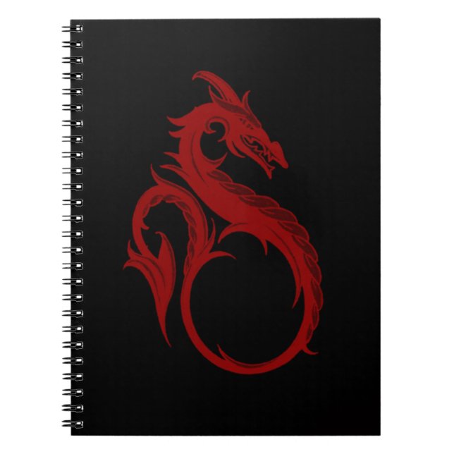 Cuaderno Bloc de notas en espiral de dragón rojo Apalala (Frente)
