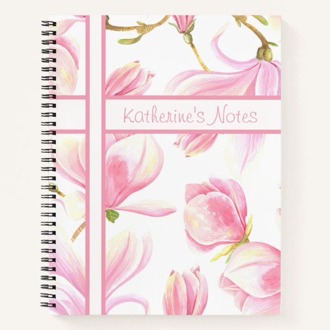Cuaderno Bloc de notas en espiral de flores (Anverso)