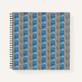 Cuaderno Bloc de notas en espiral de flores azules