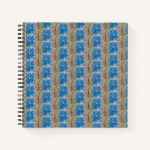 Cuaderno Bloc de notas en espiral de flores azules