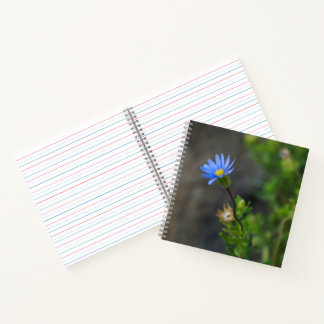 Cuaderno Bloc de notas en espiral de flores azules