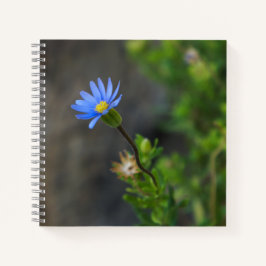 Cuaderno Bloc de notas en espiral de flores azules