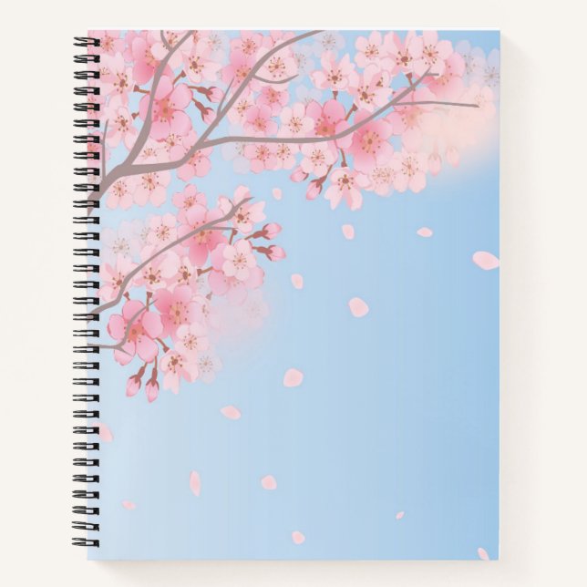 Cuaderno Bloc de notas en espiral de flores de cerezo (Anverso)