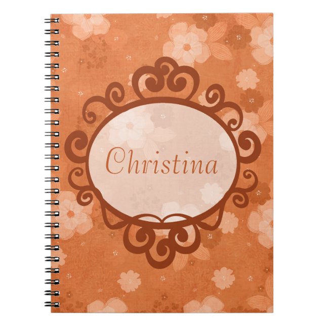 Cuaderno Bloc de notas en espiral de flores otoño (Frente)