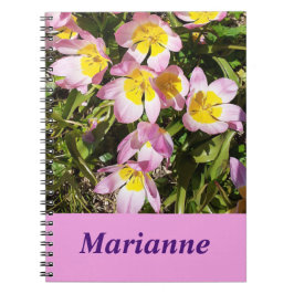 Cuaderno Bloc de notas en espiral de flores rosas y amarill