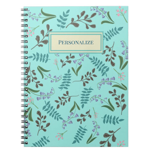 Cuaderno Bloc de notas en espiral de flores silvestres de W (Frente)
