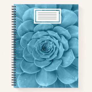 Cuaderno Bloc de notas en espiral de flores verde azuladas
