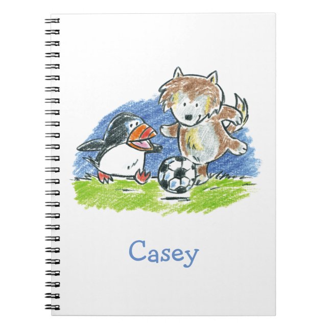 Cuaderno Bloc de notas en espiral de fútbol de Furry Friend (Frente)