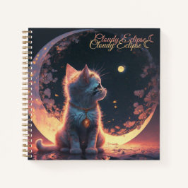 Cuaderno Bloc de notas en espiral de gatito blanco