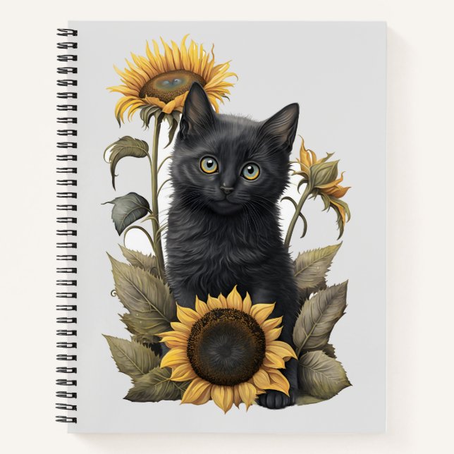 Cuaderno bloc de notas en espiral de gato (Anverso)