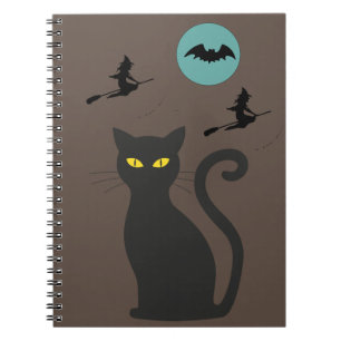 Cuaderno bloc de notas en espiral de gato negro