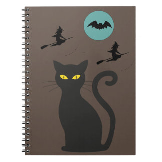 Cuaderno bloc de notas en espiral de gato negro