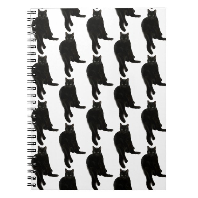 Cuaderno Bloc de notas en espiral de gato negro (Frente)