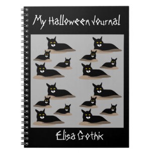 Cuaderno Bloc de notas en espiral de gatos negros de Hallow
