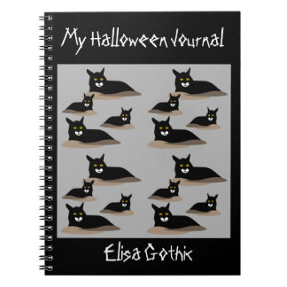 Cuaderno Bloc de notas en espiral de gatos negros de Hallow