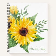 Bloc de notas en espiral de girasol
