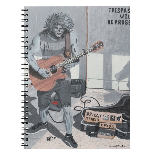 Cuaderno Bloc de notas en espiral de guitarra zombi (Frente)