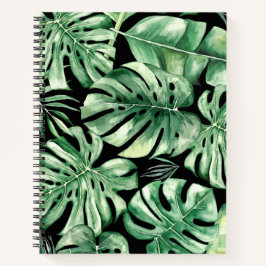 Cuaderno Bloc de notas en espiral de hojas de monstera