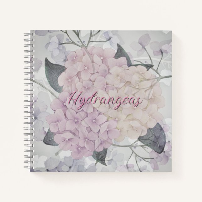 Cuaderno Bloc de notas en espiral de Hydrangeas (Anverso)