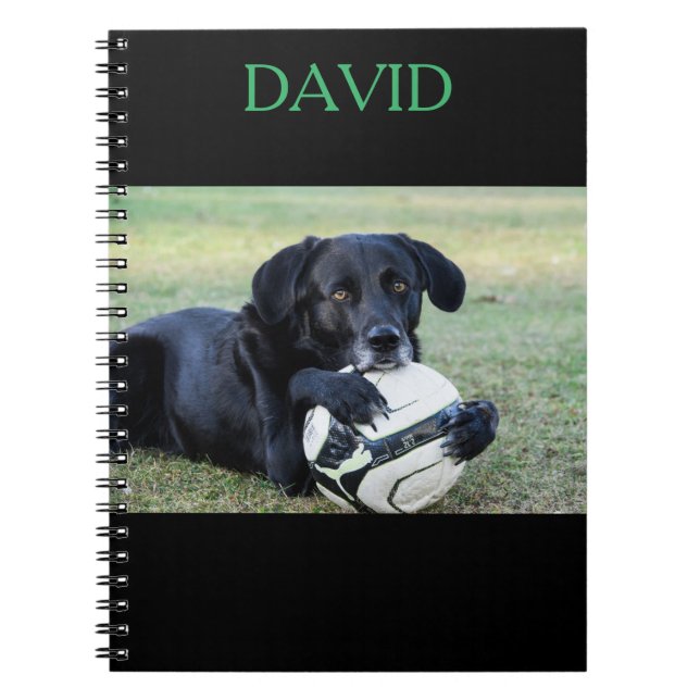 Cuaderno bloc de notas en espiral de laboratorio negro con  (Frente)