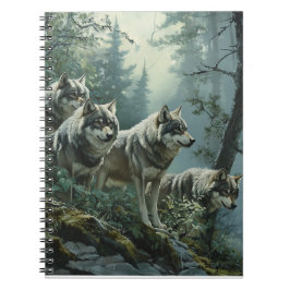 Cuaderno Bloc de notas en espiral de lobos majestuosos